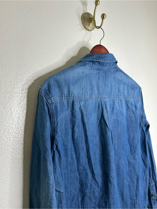 AG 100% Cotton Denim Long Sleeve Button Down Collared Ana Shirt