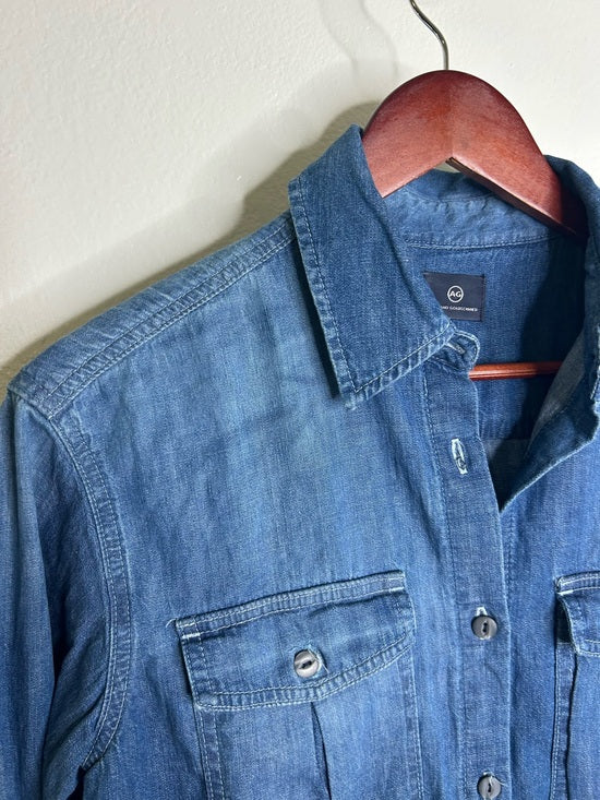 AG 100% Cotton Denim Long Sleeve Button Down Collared Ana Shirt