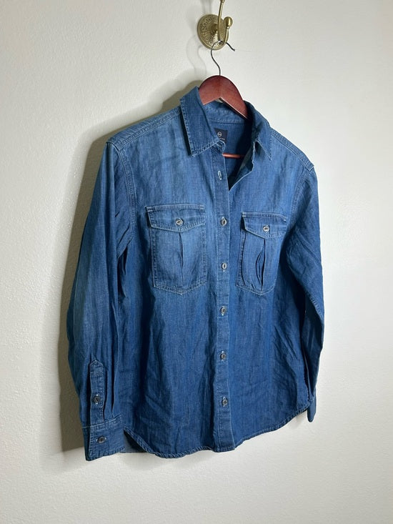 AG 100% Cotton Denim Long Sleeve Button Down Collared Ana Shirt