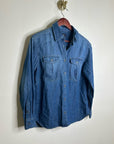 AG 100% Cotton Denim Long Sleeve Button Down Collared Ana Shirt