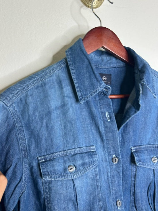 AG 100% Cotton Denim Long Sleeve Button Down Collared Ana Shirt
