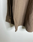MATE The Label 100% Organic Cotton Gauze Button Down Shirt Brown Tan