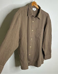 MATE The Label 100% Organic Cotton Gauze Button Down Shirt Brown Tan