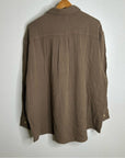 MATE The Label 100% Organic Cotton Gauze Button Down Shirt Brown Tan