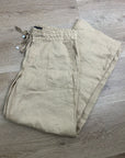 Ralph Lauren 100% Linen Wide Leg Drawstring Pull on Pant in Birch Tan