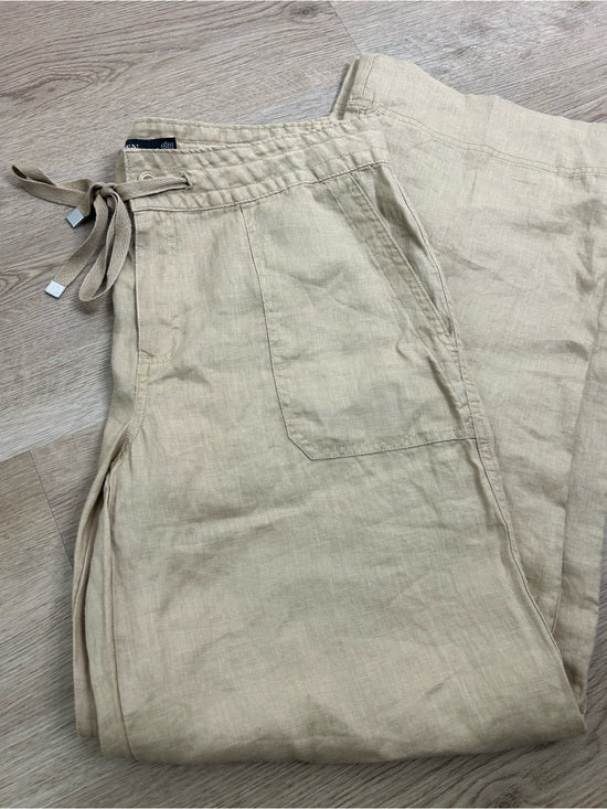 Ralph Lauren 100% Linen Wide Leg Drawstring Pull on Pant in Birch Tan