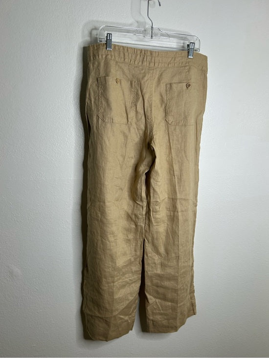 Ralph Lauren 100% Linen Wide Leg Drawstring Pull on Pant in Birch Tan