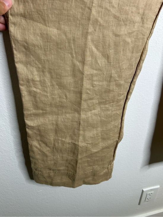 Ralph Lauren 100% Linen Wide Leg Drawstring Pull on Pant in Birch Tan