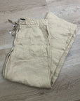 Ralph Lauren 100% Linen Wide Leg Drawstring Pull on Pant in Birch Tan