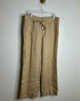 Ralph Lauren 100% Linen Wide Leg Drawstring Pull on Pant in Birch Tan