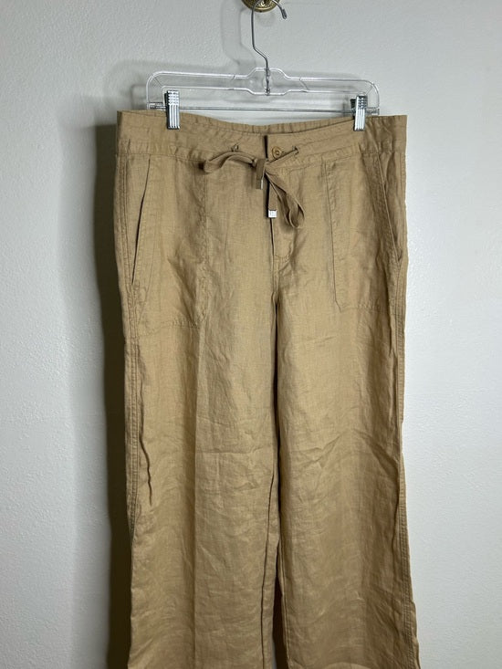 Ralph Lauren 100% Linen Wide Leg Drawstring Pull on Pant in Birch Tan
