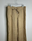 Ralph Lauren 100% Linen Wide Leg Drawstring Pull on Pant in Birch Tan