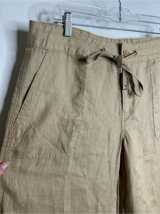 Ralph Lauren 100% Linen Wide Leg Drawstring Pull on Pant in Birch Tan