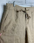Ralph Lauren 100% Linen Wide Leg Drawstring Pull on Pant in Birch Tan