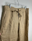 Ralph Lauren 100% Linen Wide Leg Drawstring Pull on Pant in Birch Tan