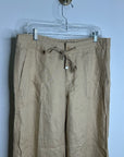Ralph Lauren 100% Linen Wide Leg Drawstring Pull on Pant in Birch Tan