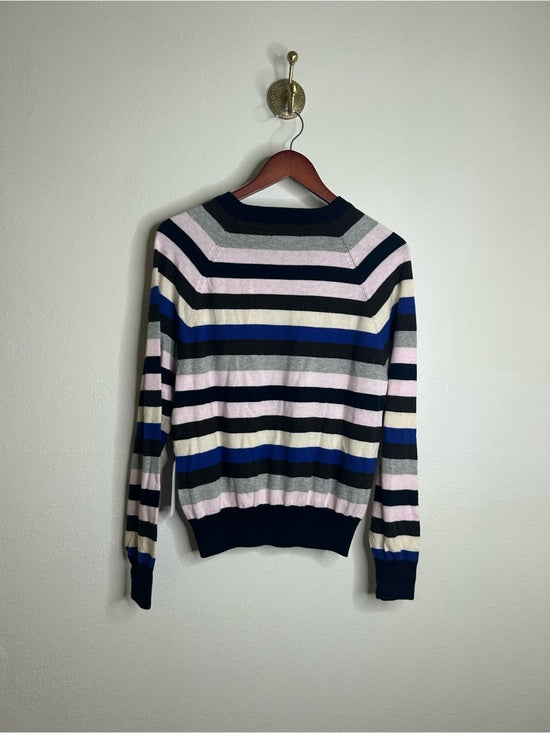 Nation LA Cotton Cashmere Yanni Knit Striped Sweater in Blush Vintage Stripe