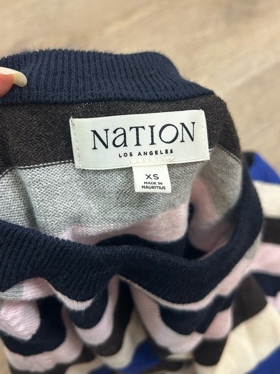 Nation LA Cotton Cashmere Yanni Knit Striped Sweater in Blush Vintage Stripe