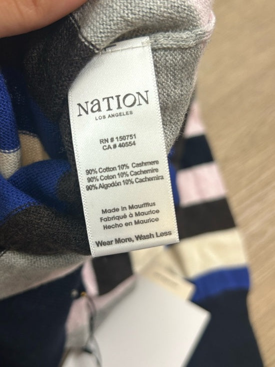 Nation LA Cotton Cashmere Yanni Knit Striped Sweater in Blush Vintage Stripe