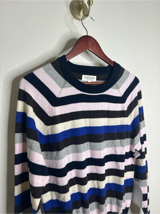 Nation LA Cotton Cashmere Yanni Knit Striped Sweater in Blush Vintage Stripe