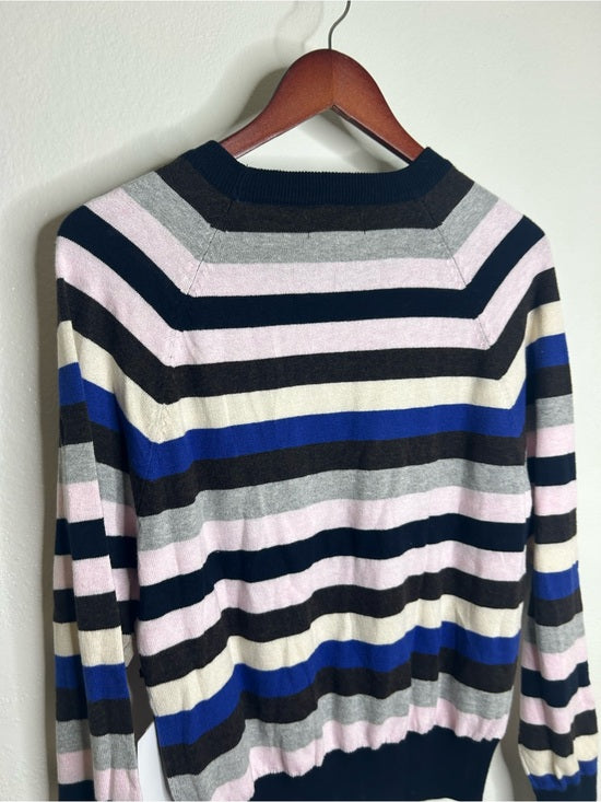 Nation LA Cotton Cashmere Yanni Knit Striped Sweater in Blush Vintage Stripe