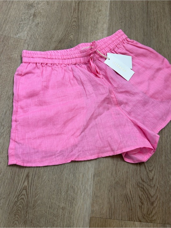 L*Space 100% Linen Pink Drawstring Pull on Bright Pink Shorts