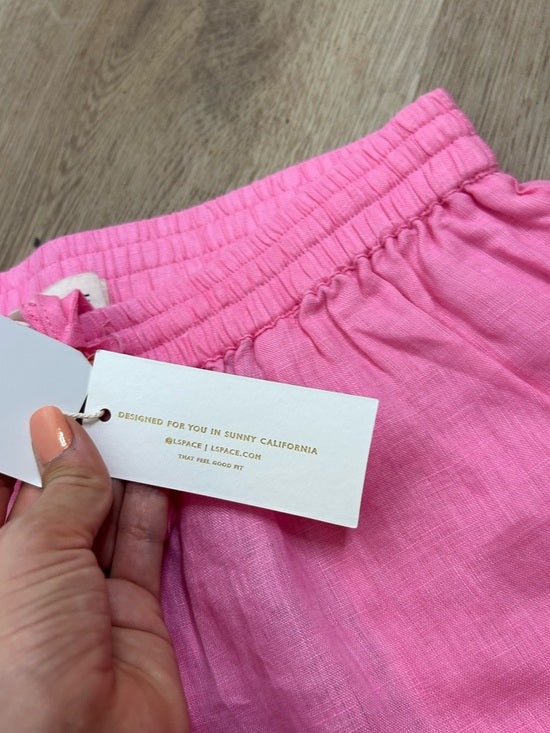 L*Space 100% Linen Pink Drawstring Pull on Bright Pink Shorts