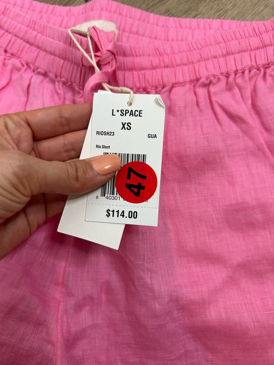 L*Space 100% Linen Pink Drawstring Pull on Bright Pink Shorts