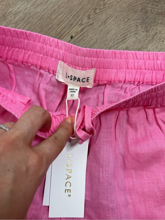 L*Space 100% Linen Pink Drawstring Pull on Bright Pink Shorts