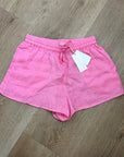 L*Space 100% Linen Pink Drawstring Pull on Bright Pink Shorts