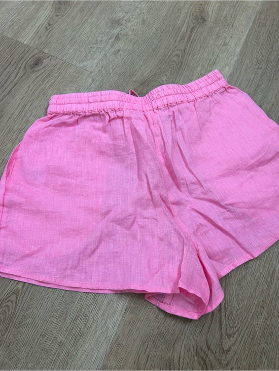 L*Space 100% Linen Pink Drawstring Pull on Bright Pink Shorts