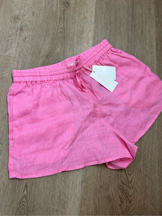 L*Space 100% Linen Pink Drawstring Pull on Bright Pink Shorts