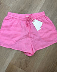 L*Space 100% Linen Pink Drawstring Pull on Bright Pink Shorts