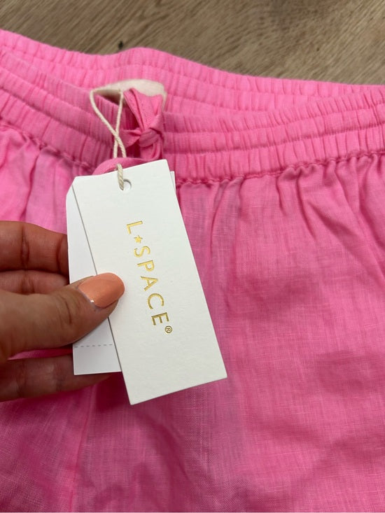 L*Space 100% Linen Pink Drawstring Pull on Bright Pink Shorts