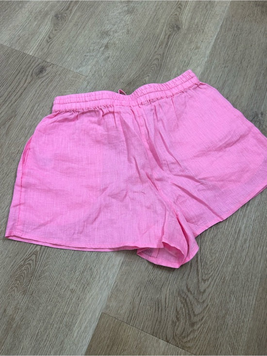 L*Space 100% Linen Pink Drawstring Pull on Bright Pink Shorts