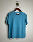 Vintage Talbots 100% Cashmere Blue Short Sleeve Knit T- Shirt Top