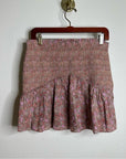 LoveShackFancy 100% Cotton Floral Anguilla Skirt in Warm Taupe