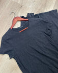 ATM 100% Cotton Slub Black Short Sleeve Maxi Length T - Shirt Dress