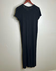 ATM 100% Cotton Slub Black Short Sleeve Maxi Length T - Shirt Dress