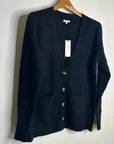 Unsubscribed 100% Cashmere Black Button Down Cardigan Boyfriend Sweater
