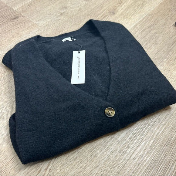 Unsubscribed Unsubscribed 100% Cashmere Black Button Down Cardigan Boyfriend Sweater - Cashmere