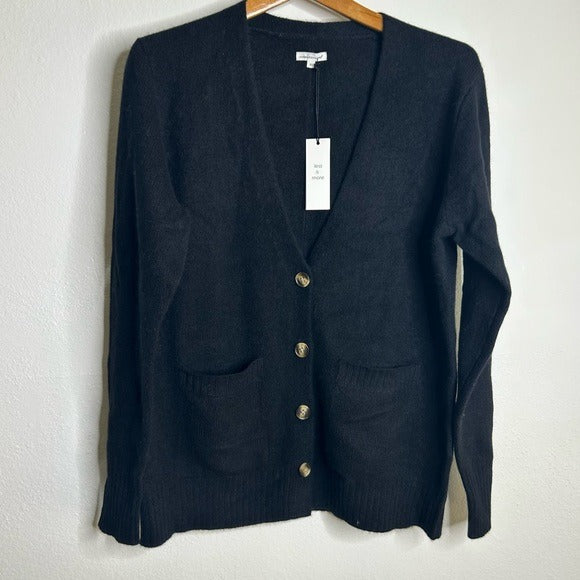 Unsubscribed 100% Cashmere Black Button Down Cardigan Boyfriend Sweater