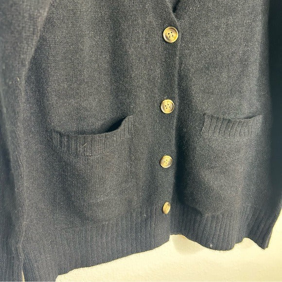 Unsubscribed 100% Cashmere Black Button Down Cardigan Boyfriend Sweater