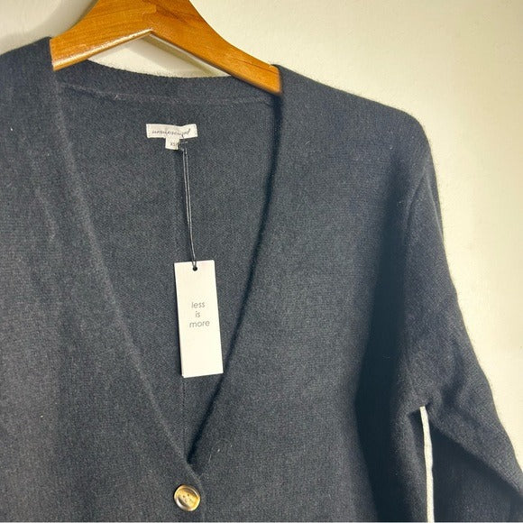 Unsubscribed 100% Cashmere Black Button Down Cardigan Boyfriend Sweater