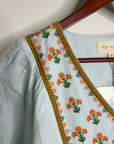 Ex - Voto 100% Cotton Poplin Hayes Embroidered Floral Maxi Dress in Blue