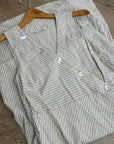 Soft Surroundings Hemp Cotton Neutral Striped Button Down Tank Midi Dress