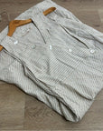 Soft Surroundings Hemp Cotton Neutral Striped Button Down Tank Midi Dress