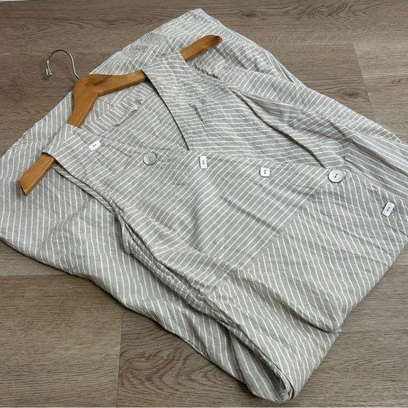 Soft Surroundings Soft Surroundings Hemp Cotton Neutral Striped Button Down Tank Midi Dress - Hemp, Cotton