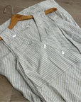 Soft Surroundings Hemp Cotton Neutral Striped Button Down Tank Midi Dress