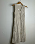 Soft Surroundings Hemp Cotton Neutral Striped Button Down Tank Midi Dress